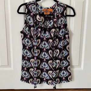 Tory Burch Silk Sleeveless Ikat Blouse size 6
